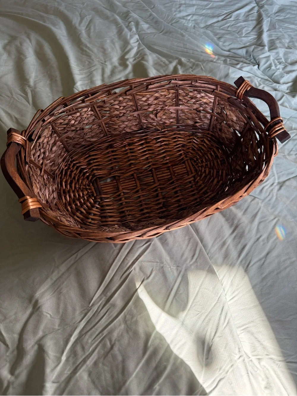 Woven Brown Decorative Storage Basket with Handles